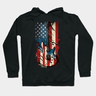 Patriotic USA 4th of July Guitarist Concert Festival Guitar Hoodie